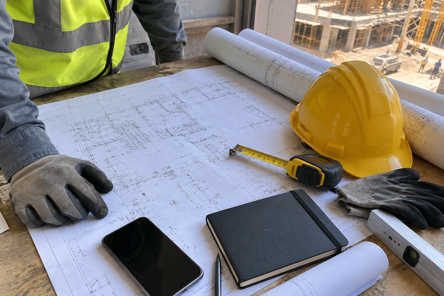Work scene illustrating contracting and project services